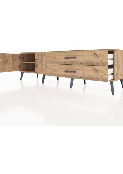 Hyperion Tv Ünitesi Tek Raflı 2 Çekmeceli 2 Kapaklı 176X44X51 Çam-Çam/çam fırsatları