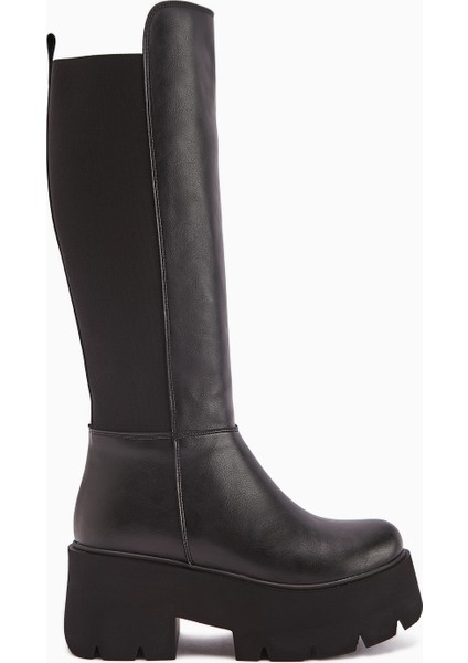 Sannah Siyah Platform Topuklu Kadın Çizme