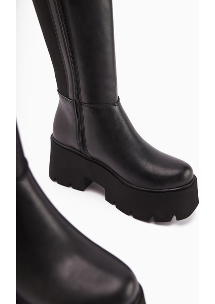 Sannah Siyah Platform Topuklu Kadın Çizme modelleri