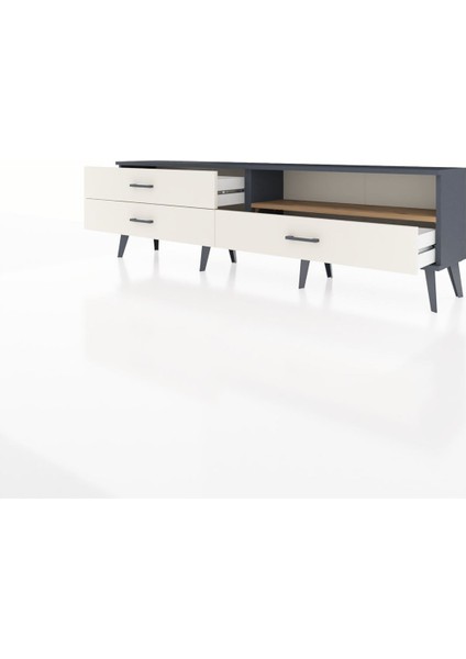 Arges Tv Ünitesi Tek Raflı 3 Çekmeceli 176X30X51 Antrasit-Çam/aytaşı modelleri