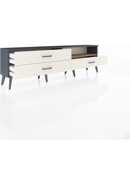 Arges Tv Ünitesi Tek Raflı 3 Çekmeceli 176X30X51 Antrasit-Çam/aytaşı indirimleri