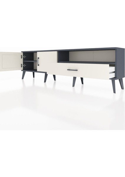 Arges Tv Ünitesi 2 Raflı Tek Çekmeceli 2 Kapaklı 176X30X51 Antrasit-Aytaşı/aytaşı fırsatları