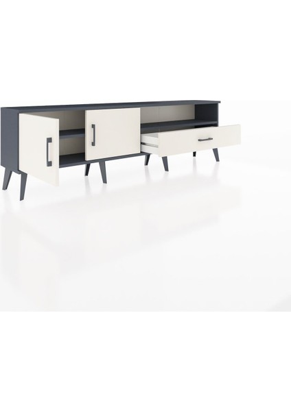 Arges Tv Ünitesi 2 Raflı Tek Çekmeceli 2 Kapaklı 176X30X51 Antrasit-Aytaşı/aytaşı indirimleri