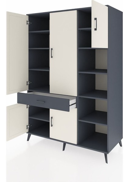 Kronos Dolap 10 Raflı Tek Çekmeceli 5 Kapaklı 132X59X195 Antrasit-Aytaşı/antrasit modelleri