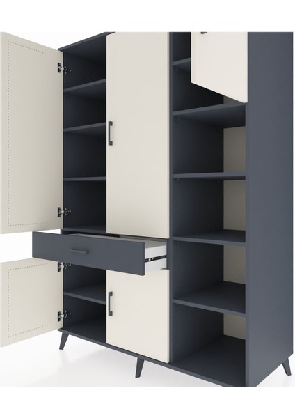 Kronos Dolap 10 Raflı Tek Çekmeceli 5 Kapaklı 132X59X195 Antrasit-Aytaşı/antrasit fırsatları