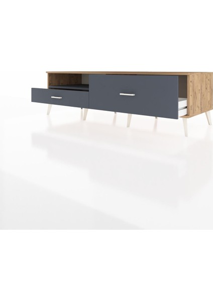 Kronos Tv Ünitesi Tek Raflı 2 Çekmeceli 176X59X51 Çam-Antrasit/antrasit modelleri