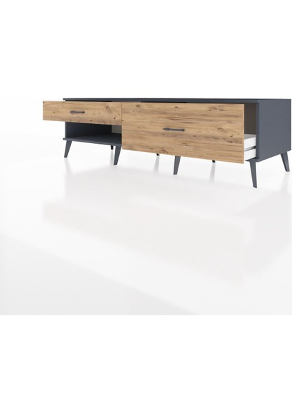 Kronos Tv Ünitesi 2 Çekmeceli 176X59X51 Antrasit-Antrasit/çam modelleri
