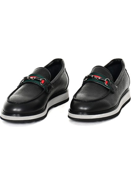Hakiki Deri Kalın Tabanlı Siyah Loafer Erkek Ayakkabı Eva Taban - 3718 fiyatları
