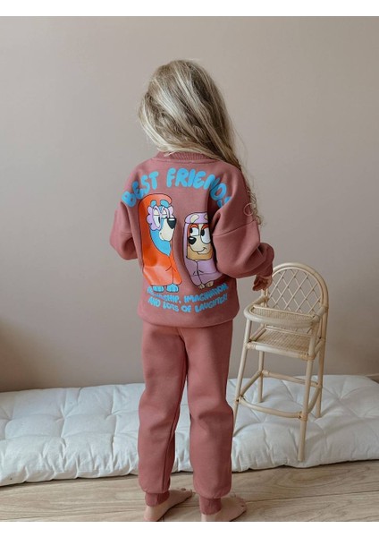 Kız Çocuk Bluey Modelli 3 Iplik Şardonlu Eşofman Takımı fiyatları