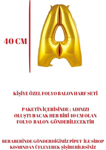 Folyo Balon Seti - Kişiye Özel Folyo Balon Harf Seti -Gold Rengi - 40 cm fiyatları