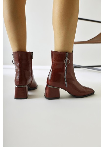 Deyana Bordo Kırışık Rugan Fermuar Aksesuarlı Bot fırsatları