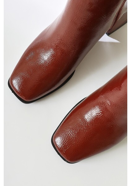 Deyana Bordo Kırışık Rugan Fermuar Aksesuarlı Bot indirimleri