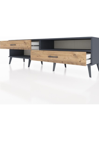 Hyperion Tv Ünitesi Tek Raflı 2 Çekmeceli 176X44X51 Antrasit-Antrasit/çam fırsatları