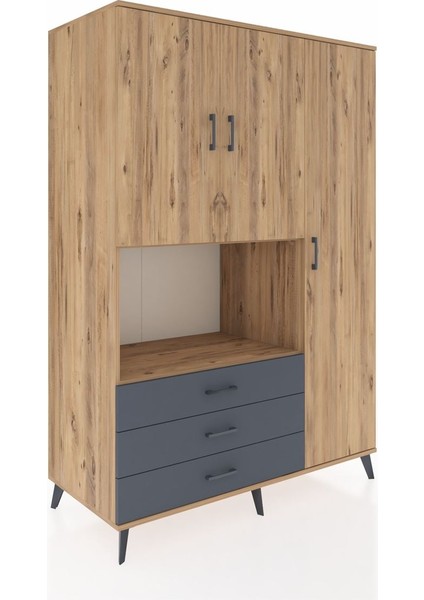 Kronos Dolap 7 Raflı 3 Çekmeceli 3 Kapaklı 132X59X195 Çam-Çam/antrasit fiyatları