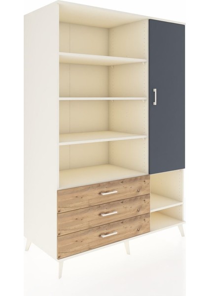 Kronos Dolap 9 Raflı 3 Çekmeceli Tek Kapaklı 132X59X195 Aytaşı-Antrasit/çam fiyatları