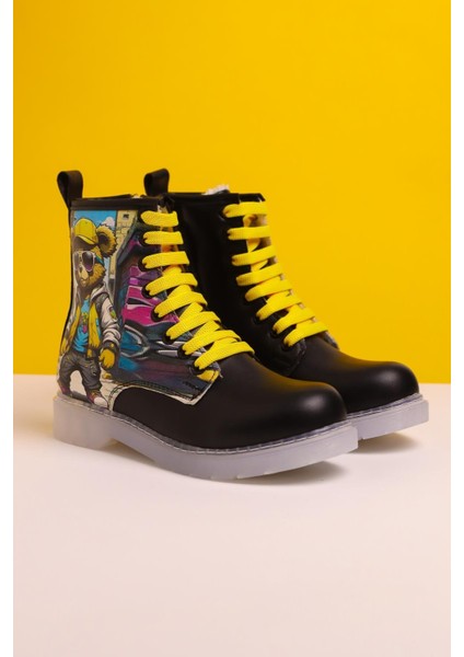 Denis Siyah Çizgi Karakter Baskılı Bağcıklı Çocuk Bot fiyatları