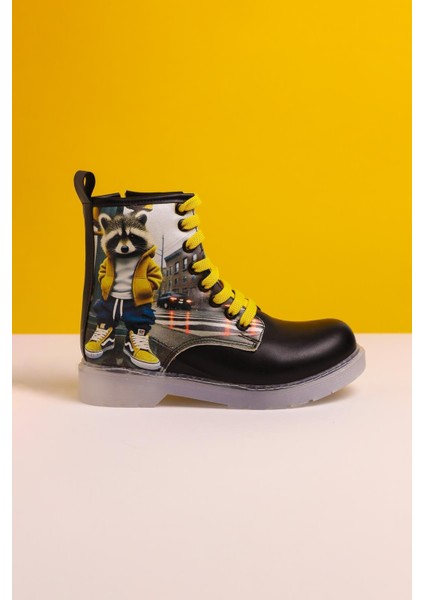 Dora Siyah Çizgi Karakter Baskılı Bağcıklı Çocuk Bot