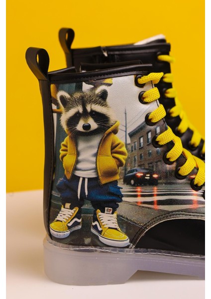 Dora Siyah Çizgi Karakter Baskılı Bağcıklı Çocuk Bot modelleri