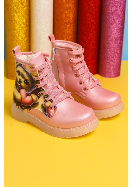 Liselle Pembe Çizgi Karakter Baskılı Bağcıklı Çocuk Bot modelleri