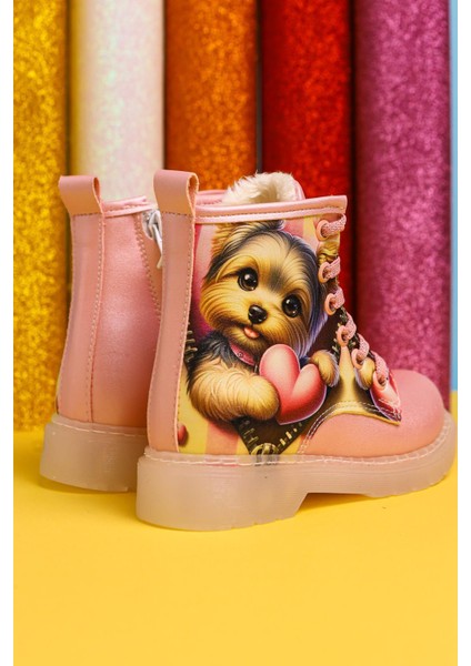 Liselle Pembe Çizgi Karakter Baskılı Bağcıklı Çocuk Bot indirimleri