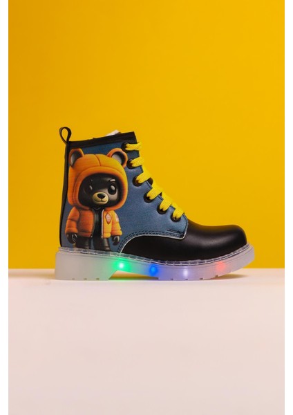 Lisha Siyah Çizgi Karakter Baskılı Bağcıklı Çocuk Bot fiyatları