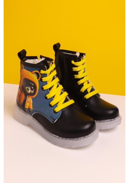 Lisha Siyah Çizgi Karakter Baskılı Bağcıklı Çocuk Bot fırsatları