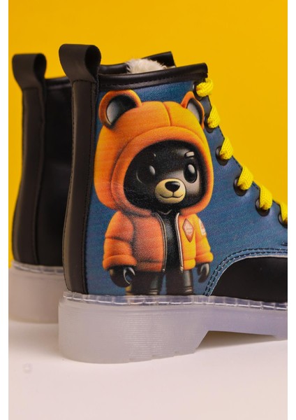 Lisha Siyah Çizgi Karakter Baskılı Bağcıklı Çocuk Bot indirimleri