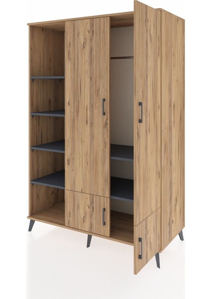 Kronos Dolap 6 Raflı 4 Kapaklı Tek Askılı 132X59X195 Çam-Çam/antrasit modelleri