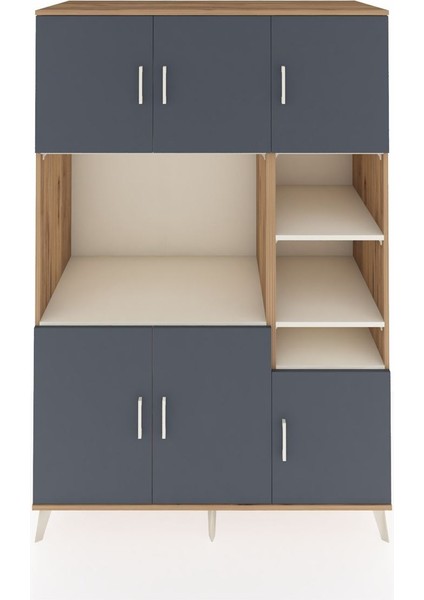 Kronos Dolap 10 Raflı 6 Kapaklı 132X59X195 Çam-Antrasit/aytaşı