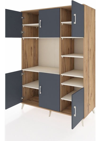 Kronos Dolap 10 Raflı 6 Kapaklı 132X59X195 Çam-Antrasit/aytaşı modelleri