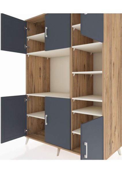 Kronos Dolap 10 Raflı 6 Kapaklı 132X59X195 Çam-Antrasit/aytaşı fırsatları