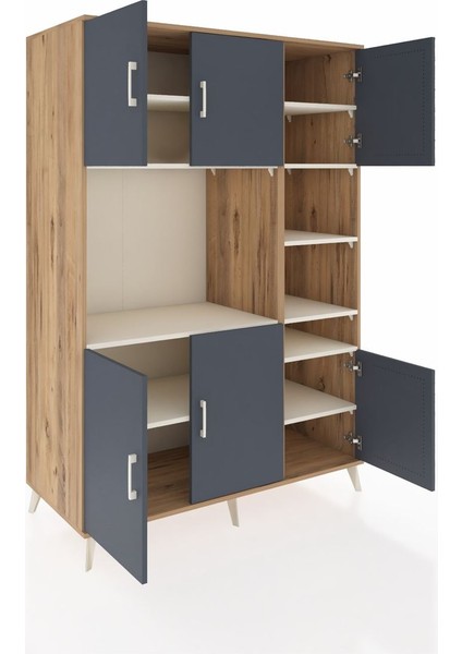 Kronos Dolap 10 Raflı 6 Kapaklı 132X59X195 Çam-Antrasit/aytaşı indirimleri