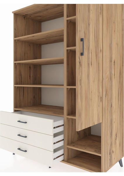 Kronos Dolap 9 Raflı 3 Çekmeceli Tek Kapaklı 132X59X195 Çam-Çam/aytaşı fırsatları
