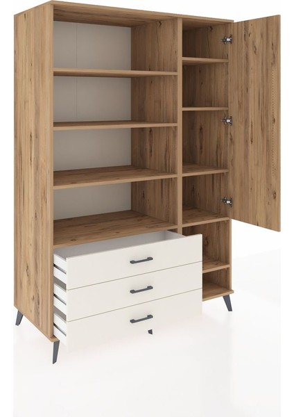Kronos Dolap 9 Raflı 3 Çekmeceli Tek Kapaklı 132X59X195 Çam-Çam/aytaşı indirimleri
