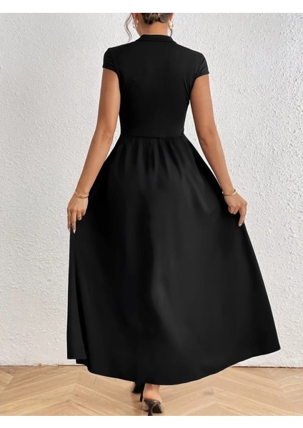Kadın Kısa Kollu Yarı Balıkçı Yaka Viskon Elbise fiyatları