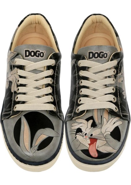 Kadın Vegan Deri Siyah Sneakers - Warner Bros Bugs Bunny Playful Bugs Tasarım fiyatları