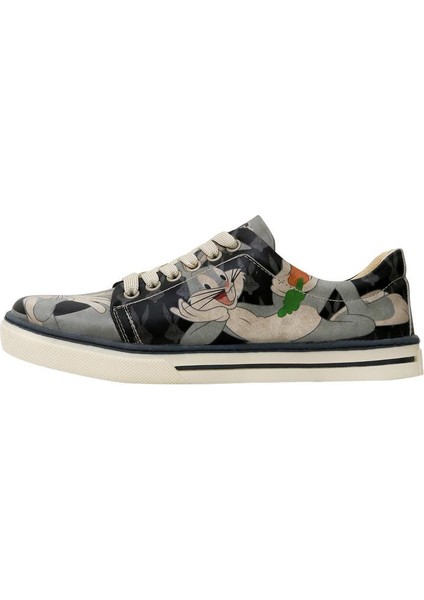 Kadın Vegan Deri Siyah Sneakers - Warner Bros Bugs Bunny Playful Bugs Tasarım modelleri