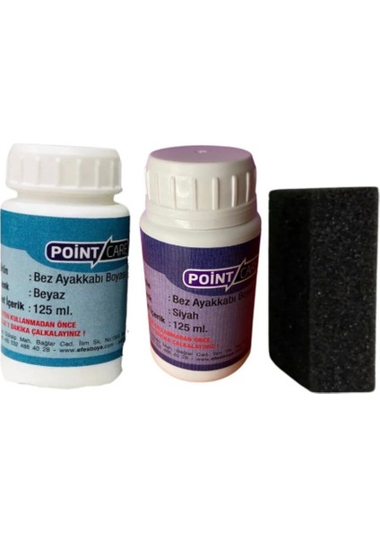 Siyah Kanvas Bez Ayakkabı Boyası + Beyaz Bez Kanvas Ayakkabı Boyası ' Set +Sünger Hediyeli