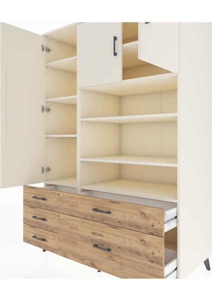 Kronos Dolap 9 Raflı 5 Çekmeceli 3 Kapaklı 132X59X195 Aytaşı-Aytaşı/çam fırsatları