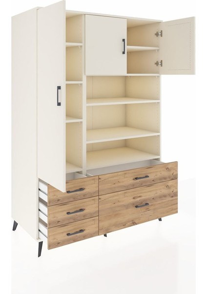 Kronos Dolap 9 Raflı 5 Çekmeceli 3 Kapaklı 132X59X195 Aytaşı-Aytaşı/çam indirimleri