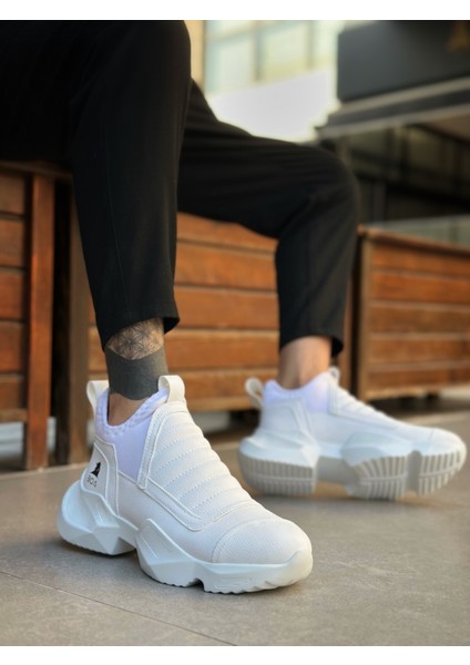 ET0401 Bağcıksız Rahat Kalın Taban Beyaz Erkek Spor Yarım Bilek Bot fiyatları
