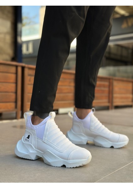 ET0401 Bağcıksız Rahat Kalın Taban Beyaz Erkek Spor Yarım Bilek Bot modelleri