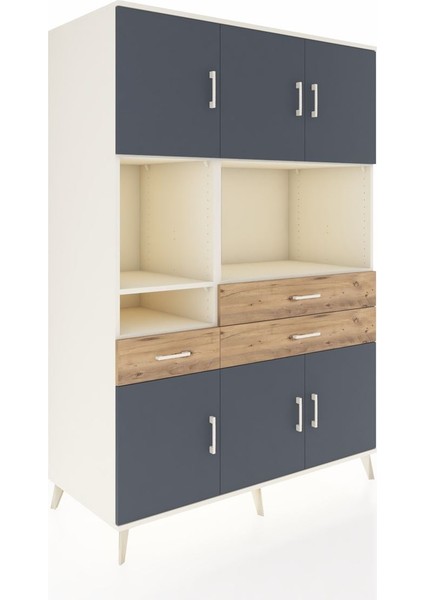 Kronos Dolap 9 Raflı 3 Çekmeceli 6 Kapaklı 132X59X195 Aytaşı-Antrasit/çam fiyatları