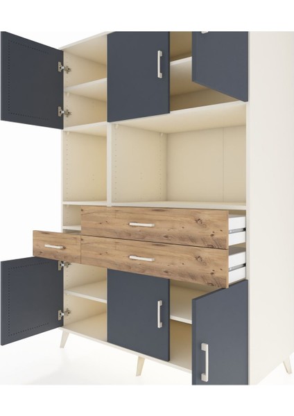 Kronos Dolap 9 Raflı 3 Çekmeceli 6 Kapaklı 132X59X195 Aytaşı-Antrasit/çam fırsatları