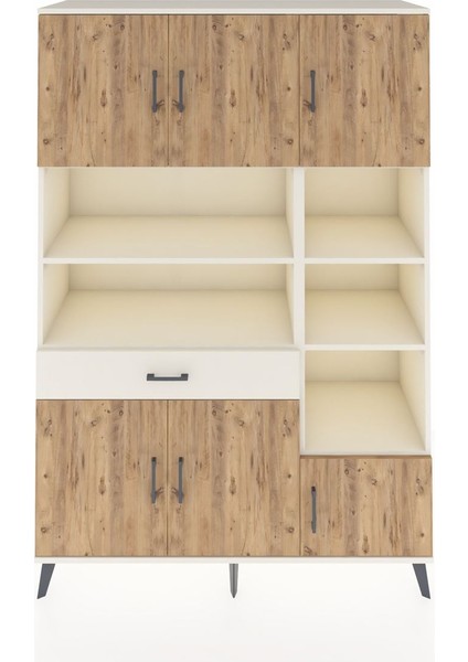 Hyperion Dolap 10 Raflı Tek Çekmeceli 6 Kapaklı 132X44X195 Aytaşı-Çam/aytaşı