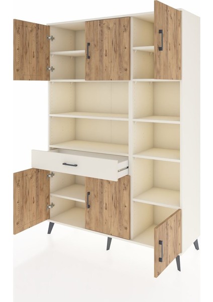 Hyperion Dolap 10 Raflı Tek Çekmeceli 6 Kapaklı 132X44X195 Aytaşı-Çam/aytaşı modelleri