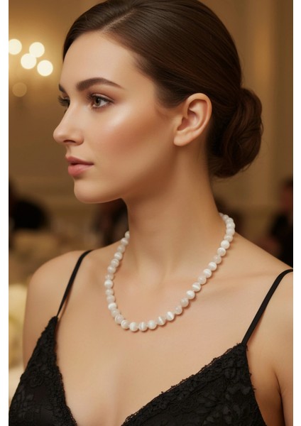 10MM Beyaz Selenit Kolye 340-2