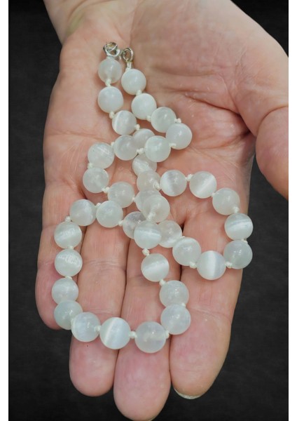 10MM Beyaz Selenit Kolye 340-2 modelleri