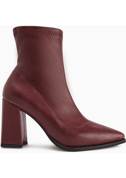 Susy Bordo Kalın Topuklu Streç Kadın Bot