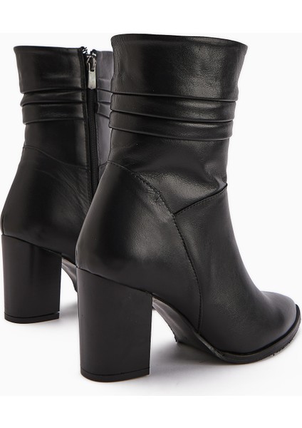 Tamina Hakiki Deri Siyah Sivri Burunlu Topuklu Kadın Bot indirimleri